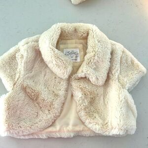 Justice Girls 8/10 Faux Fur Bolero Jacket, Off-White great for Holidays